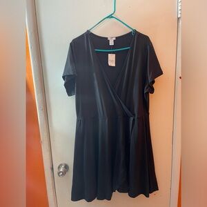 Black faux wrap dress